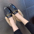 Women’s faux fur-lined square-toe mules