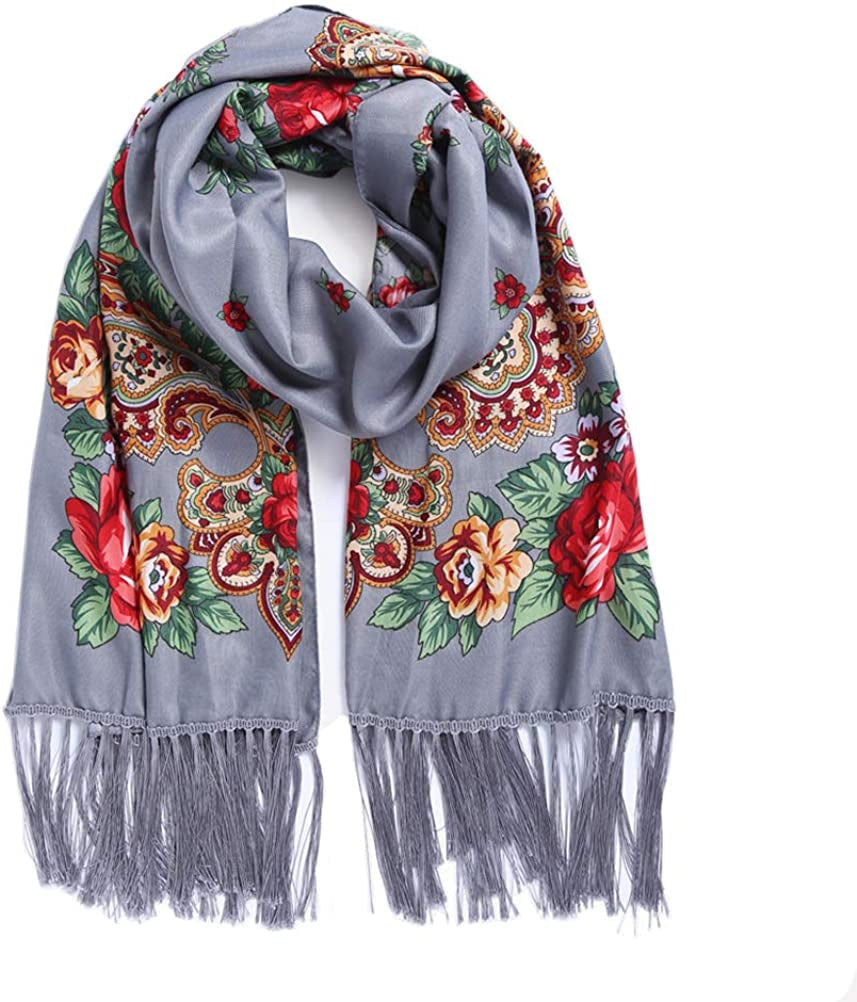 Traditional Tassel Exotic Wrap Printed Scarf for Women Warm Soft Large Long Rectangular Fashion Scarves