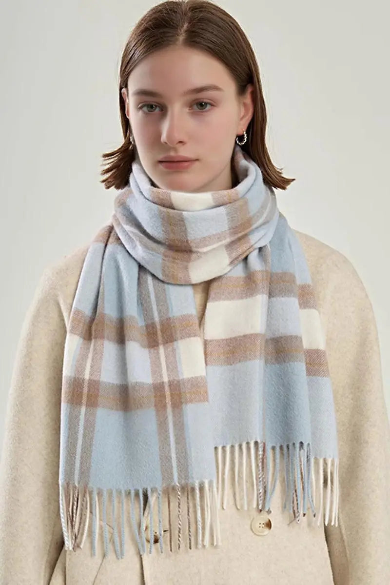 Classic Extra Long 100 Wool Plaid Scarf