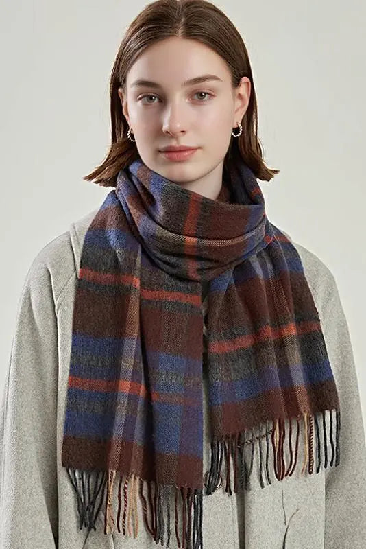 Classic Extra Long 100 Wool Plaid Scarf