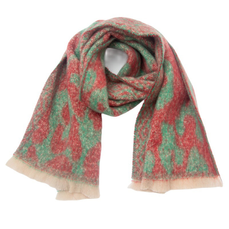 Brushed Leopard Print Winter Blanket Scarf