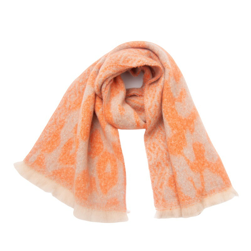 Brushed Leopard Print Winter Blanket Scarf