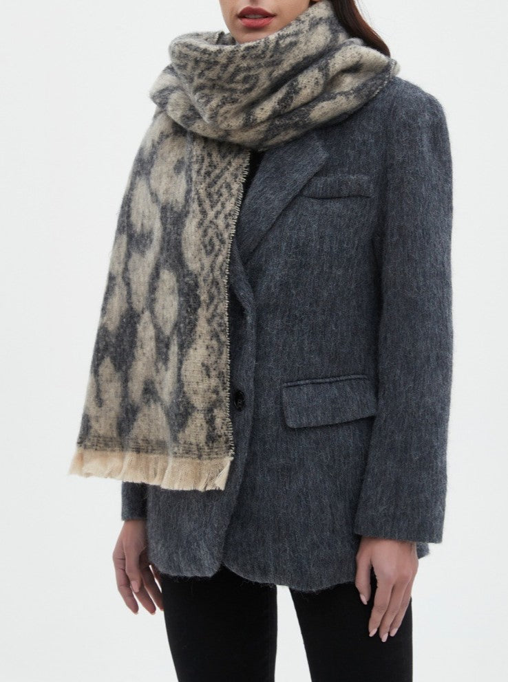 Brushed Leopard Print Winter Blanket Scarf
