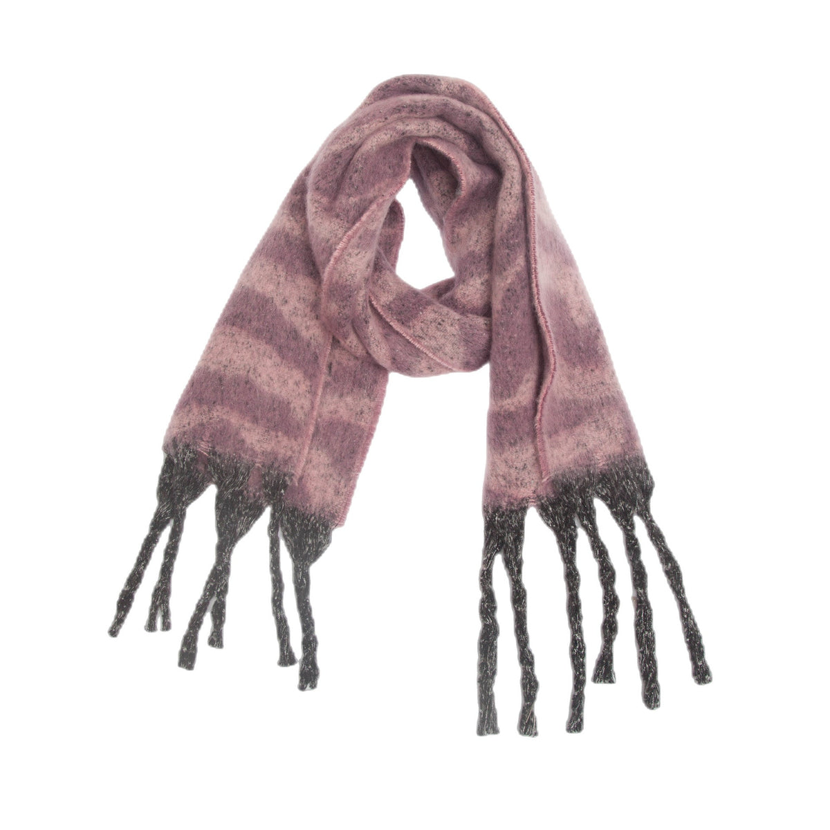 Zebra Stripe Fringed Blanket Scarf