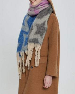 Star Print Fringe Blanket Scarf Wrap