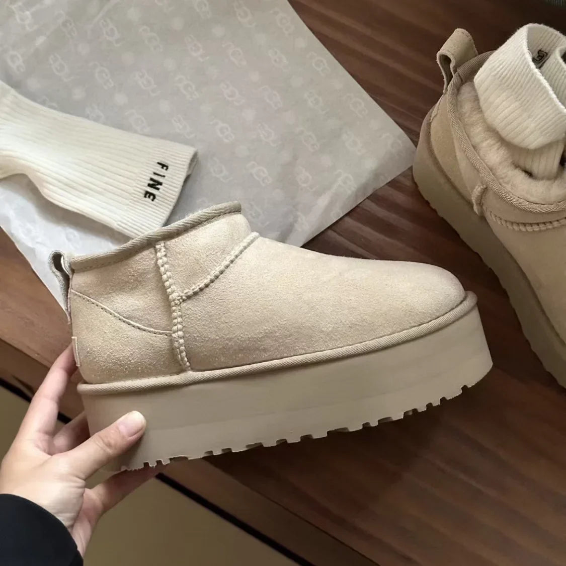 Platform Shearling Ankle Boots