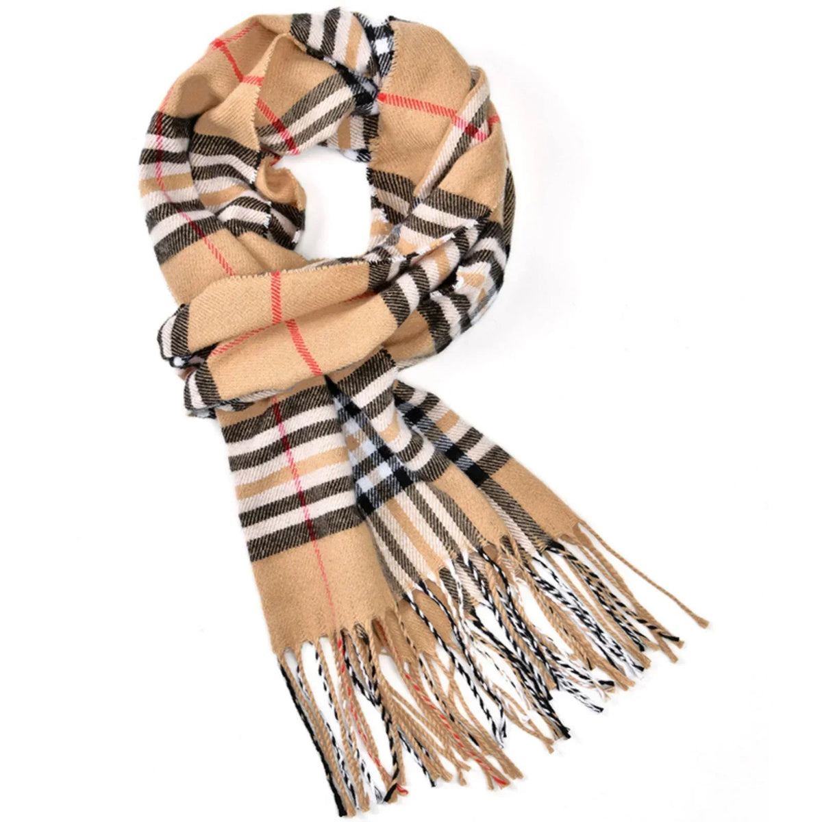 Women's Plaid Scarf – Soft Warm Checked Tassel Shawl Wrap