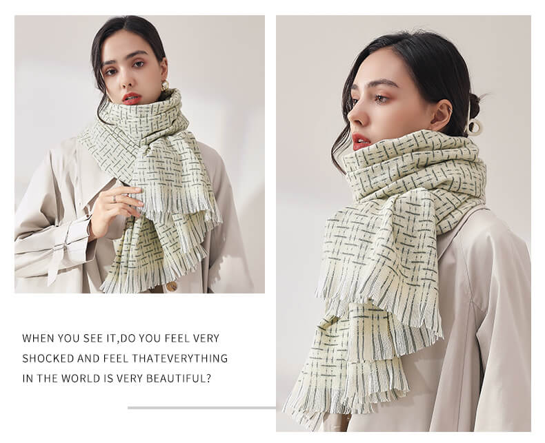 Women's Fall Winter Scarf Classic Tassel Plaid Scarf Warm Soft Chunky Large Blanket Wrap Shawl Scarves