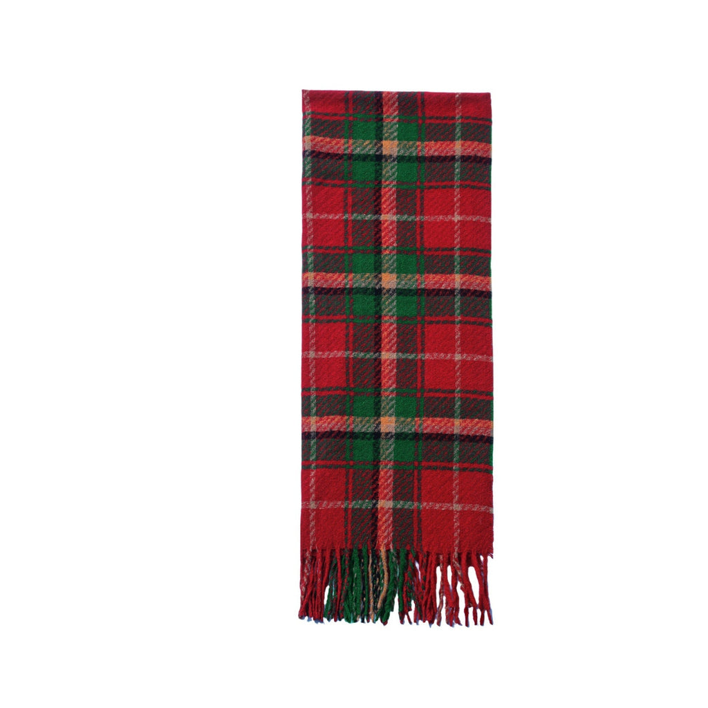 Red Tartan Fringed Blanket Scarf