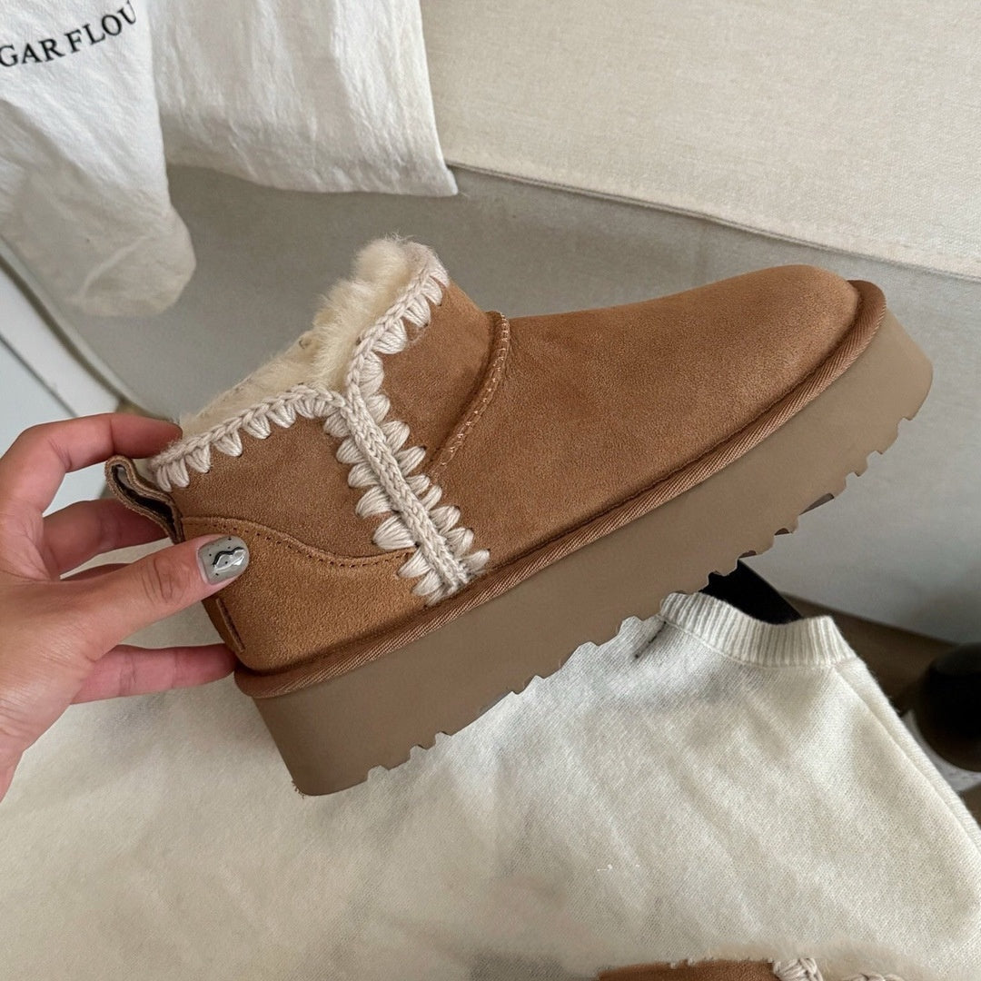 Waterproof Suede Sheepskin Winter Boots
