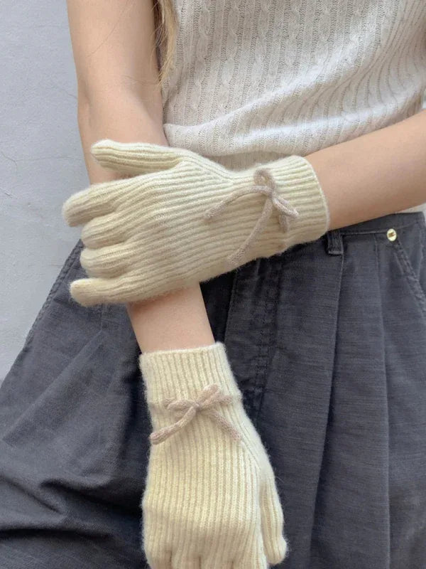 Women's Bow-Knot Touch Screen Fingerless Gloves