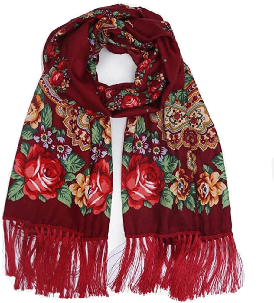 Traditional Tassel Exotic Wrap Printed Scarf for Women Warm Soft Large Long Rectangular Fashion Scarves